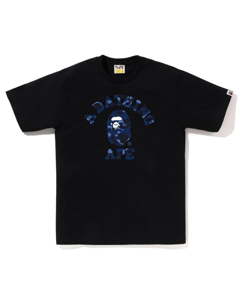 T Shirts Bape College Noir Homme | VCU-93007605